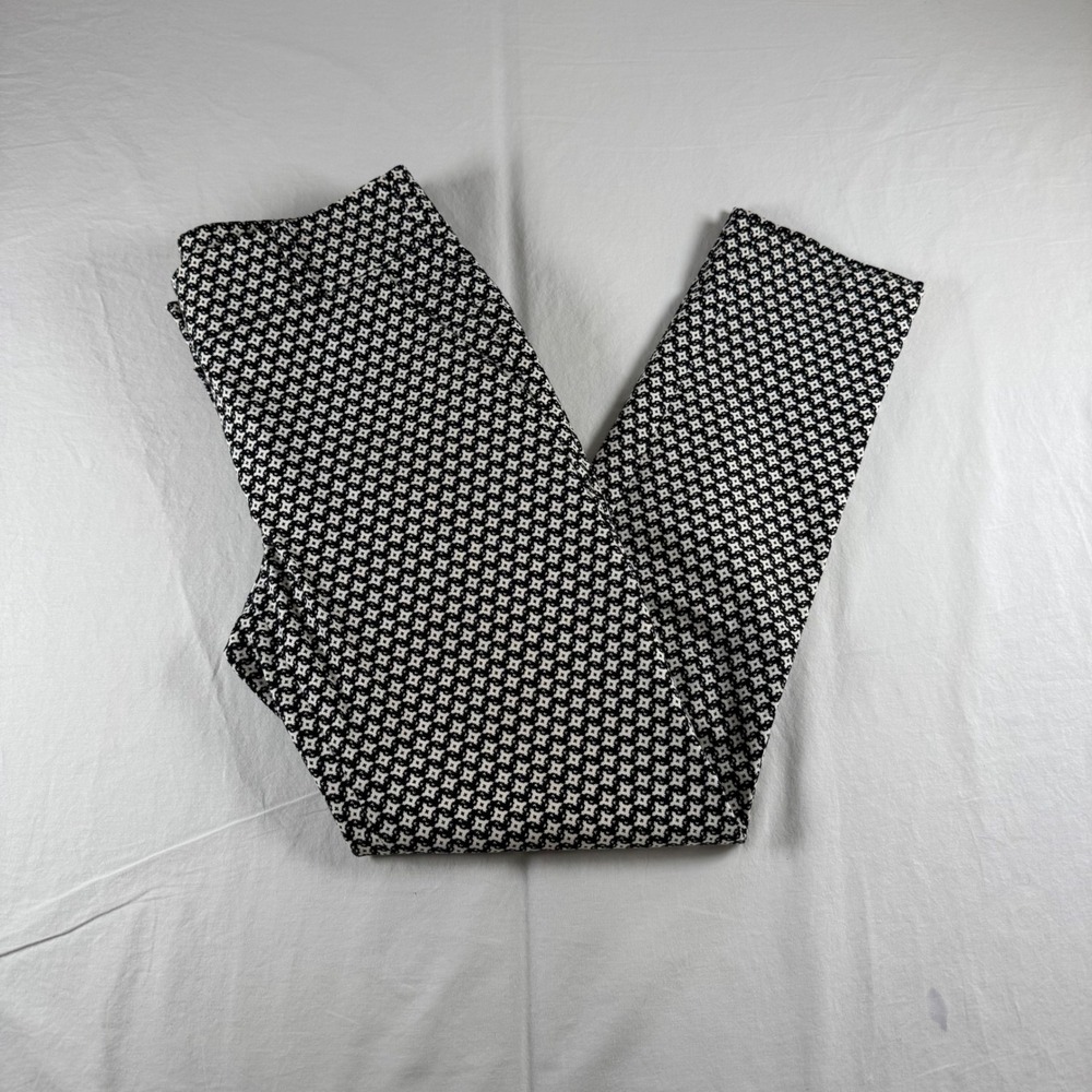 Ann Taylor Loft Women's Size 2 Black White Marisa Skinny Geometric Pants